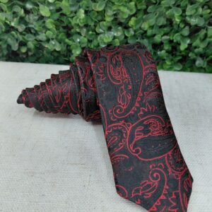 Gravata Kashimir Preto com Vemelho