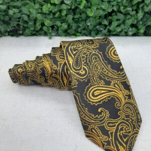 Gravata Kashimir Preto com Dourado