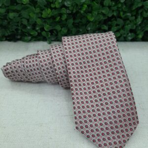 Gravata Trabalhada Prata com Vermelho 7cm