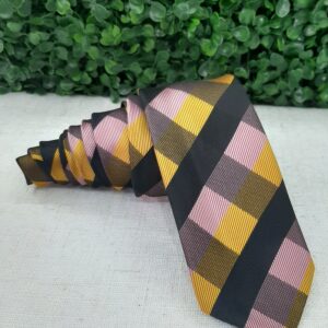 Gravata Xadrez Rosé e amarelo