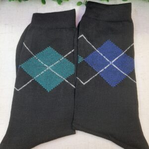 Meia Sportfino Xadrez Preto com verde e Azul