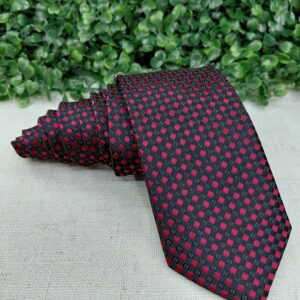 Gravata Trabalhada Preto com vermelho 7cm