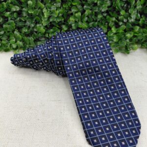 Gravata Trabalhada Azul  e prata 7cm