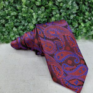 Gravata Kashimir VErmelho com Azul