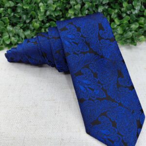 Gravata Kashimir Azul Royal com preto