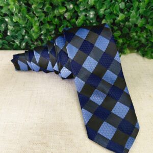 Gravata Xadrez Azul claro e preto