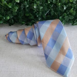 Gravata Xadrez Azul bebe e bege