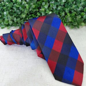 Gravata Xadrez Azul com vermelho