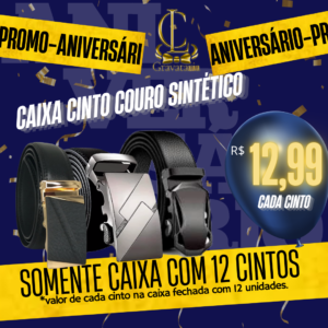 Promoção Caixa com 12 Cintos de Couro Sintético