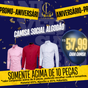 Promoção 10 Camisas Sociais de Algodão com Poliester